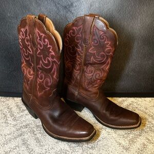 Ariat Pink and Brown Leather Boots